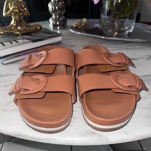 Time and Tru Brown Buckle Sandals